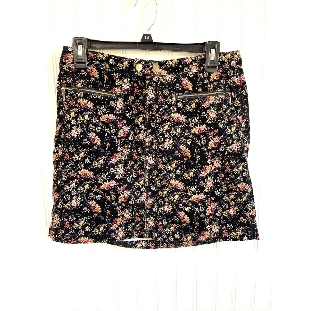 Mossimo Supply Co Mini Skirt Womens‎ Size 4 Floral Corduroy Black Floral